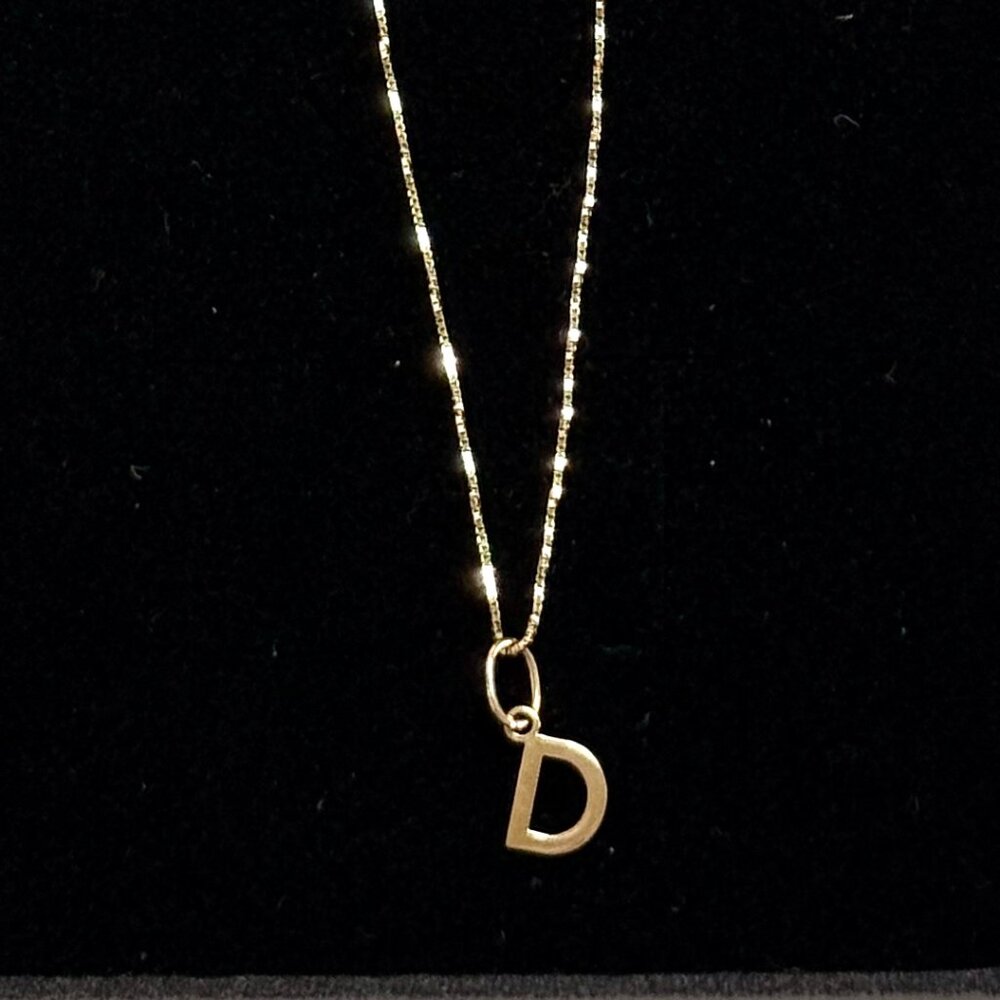 Stone and Strand Mini Gold Initial Necklace Letter D